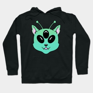 Alien Cat Green Cute Kawaii Animal Hoodie